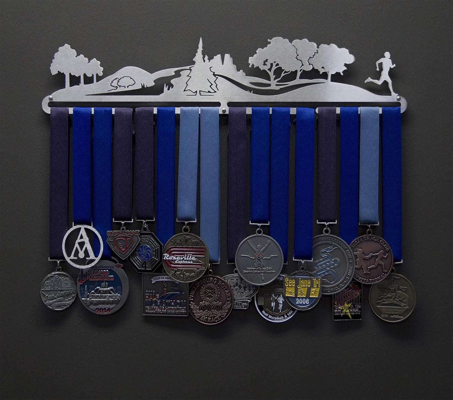 Allied Medal Hangers - Trailscape - Male or Female Runner - Multiple Variations Offered - Sports Awards Holder Display