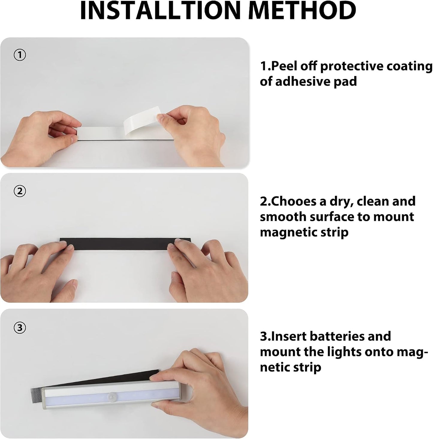 Hopedone Under Cabinet Lights, 10LED Battery Motion Sensor Light Indoor Magnetic Stick-Anywhere Closet Lights for Stair
