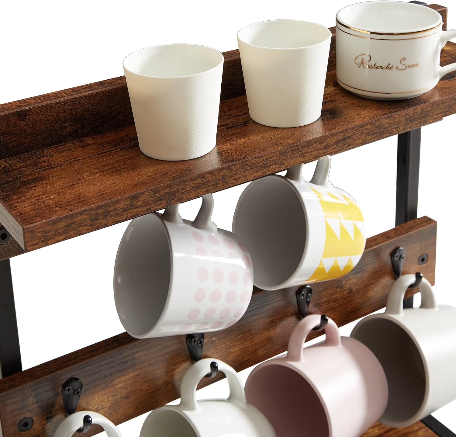 IBUYKE Countertop Mug Tree,Coffee Mug Cup Holder,Brown TBJ002H | Coffee Cup Holder Mug Display Organizer Mug Holders