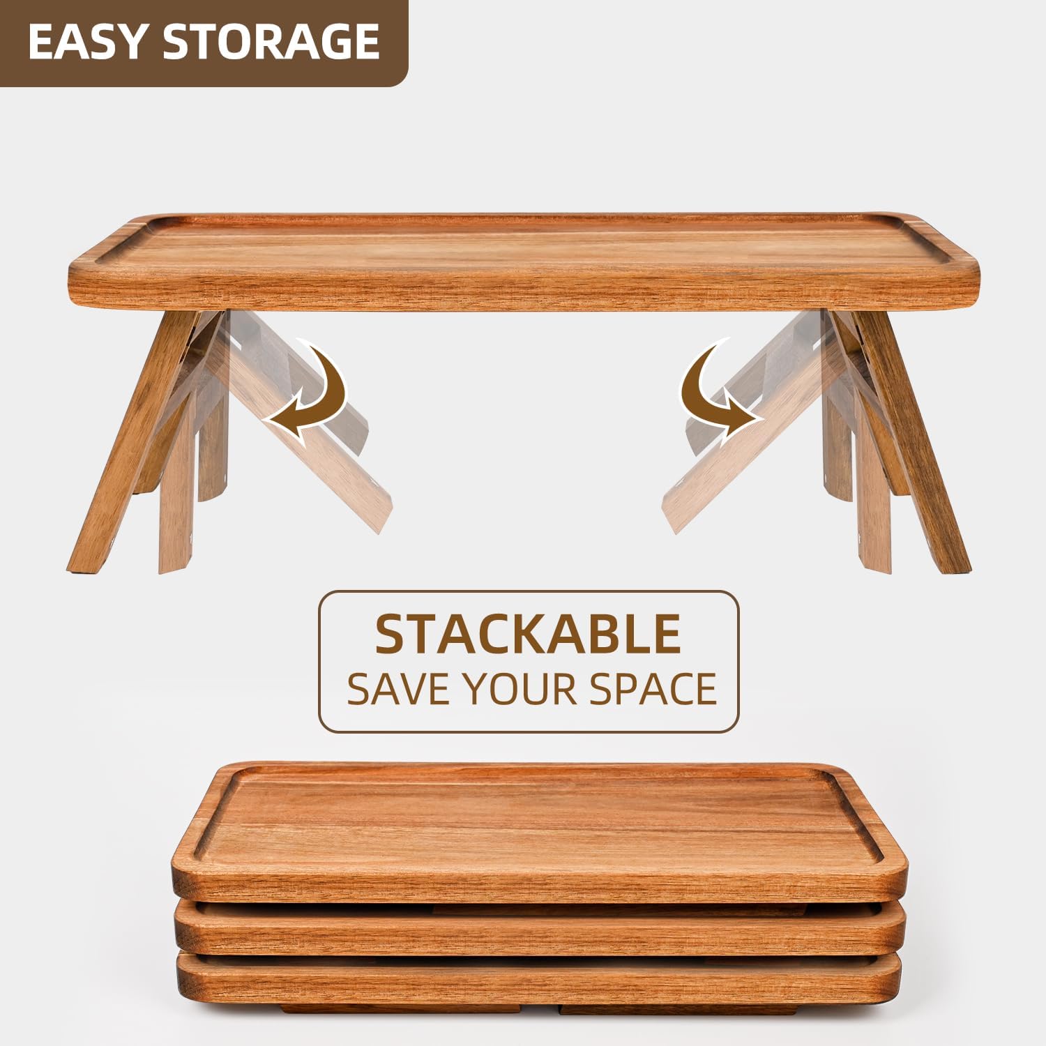 3 Tier Serving Tray Acacia Wooden Tiered Tray Stand Foldable Dessert Table Display / Acacia Brown