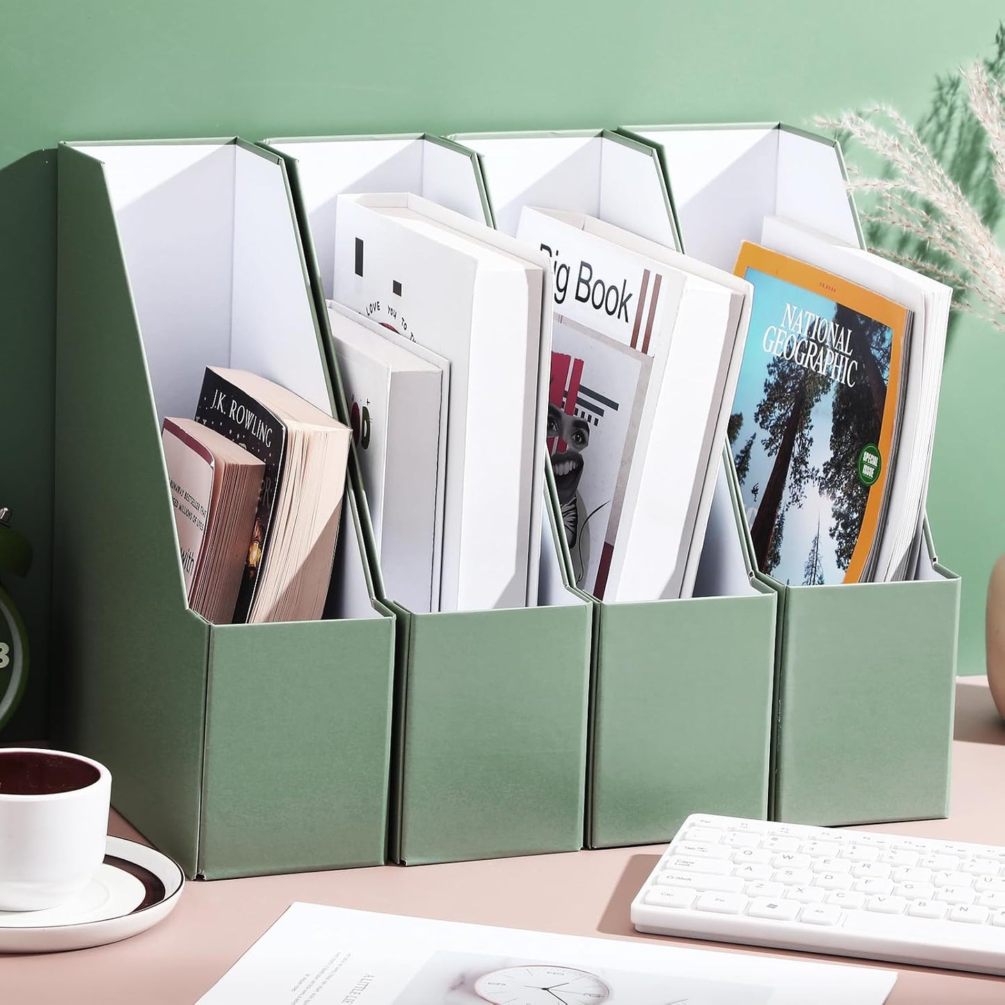 Feifeiya Magazine Holder Set of 6 Sturdy Cardboard Magazine File BOY7116 Beautiful Desk Book Organizer and Storage Box