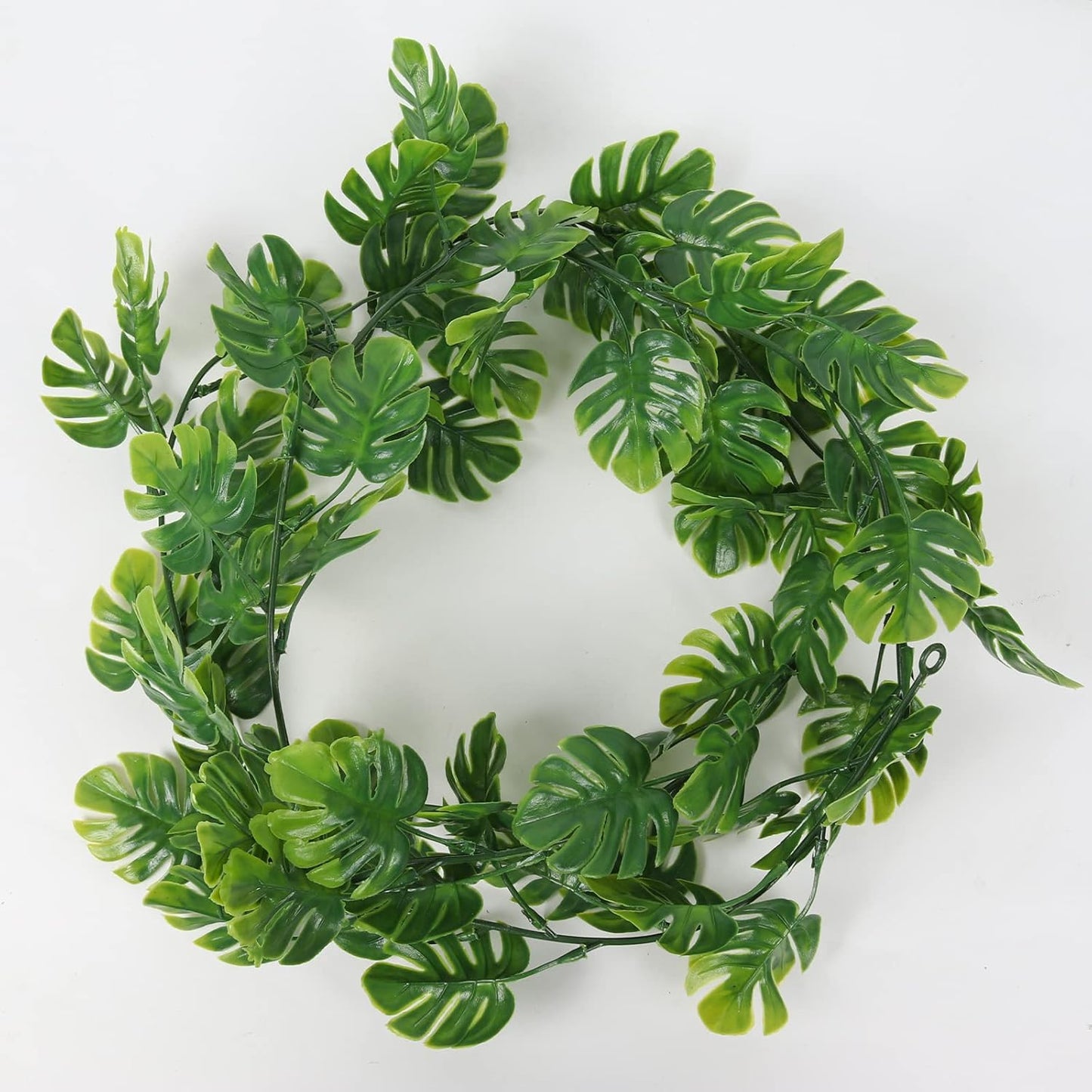Fake Hanging Plant Ivy Faux Tropical Palm Leaf Greenery / Monstera Leaf Vines / 5.9 Inch / Set of 4