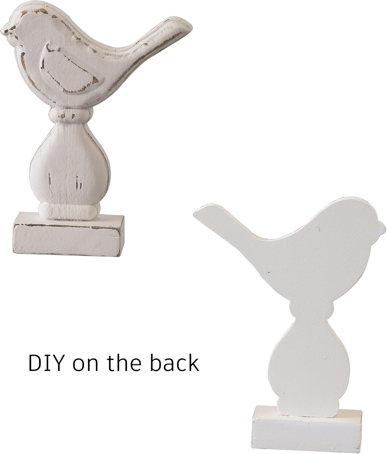 Farmhouse Small Bird Figurines Home Decor / White / 6 x 8