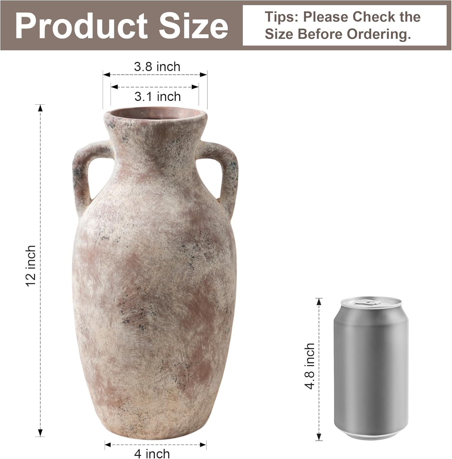 Ceramic Flower Vase / 12"h-terracotta