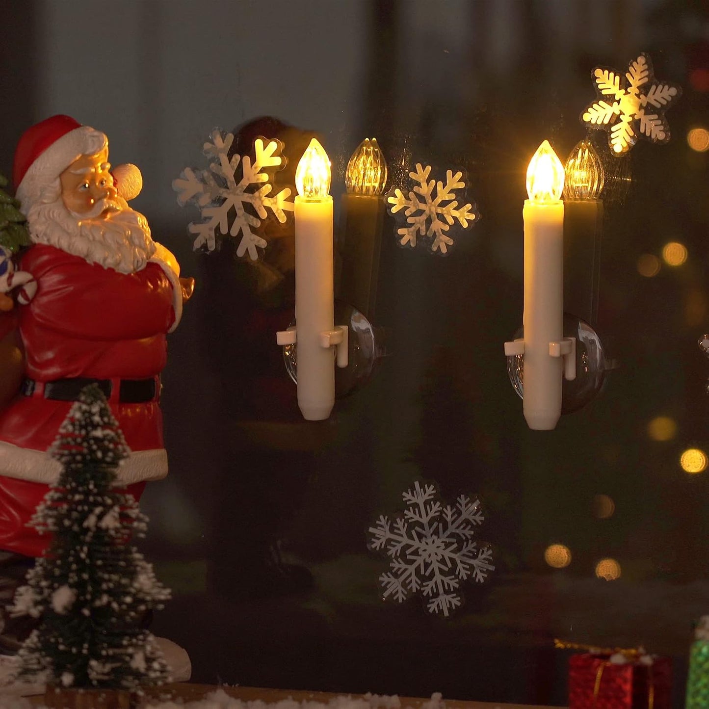 Homemory 12PCS Christmas LED Window Candles with 6h Timer, 2X Brighter Flameless Taper Candle with Suction Cups Battery