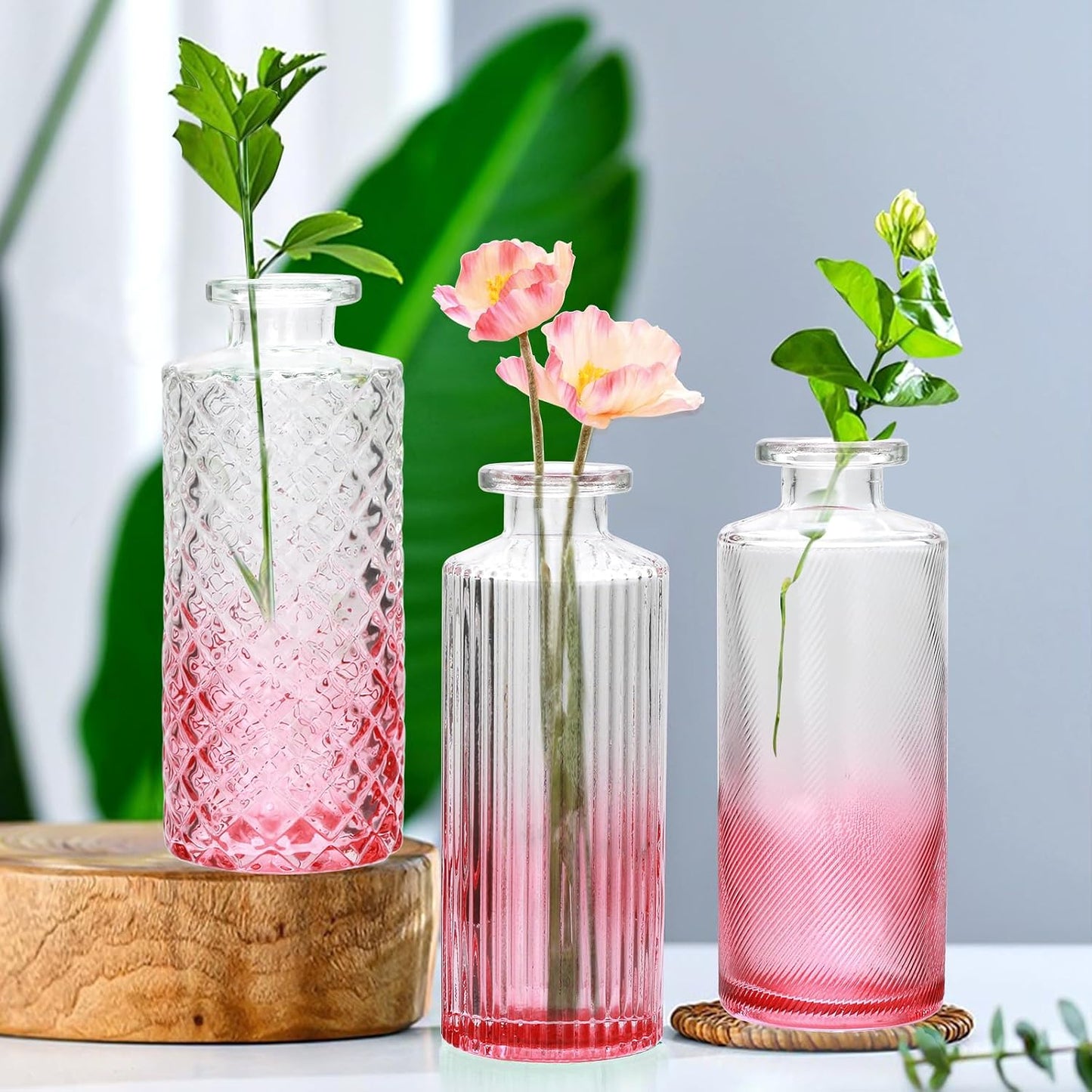 Glass Bud Vase Set in Bulk / Pink / Set of 9