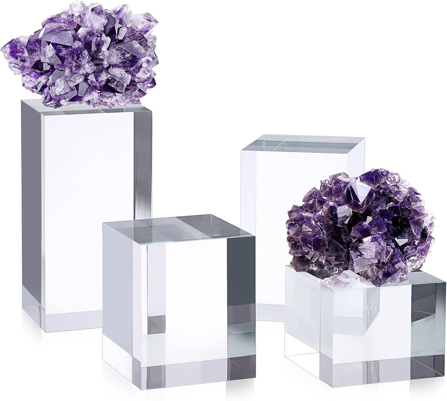 Acrylic Display Risers Stand Square Action Figures Collection / Square,4-pack / Clear / Set of 4
