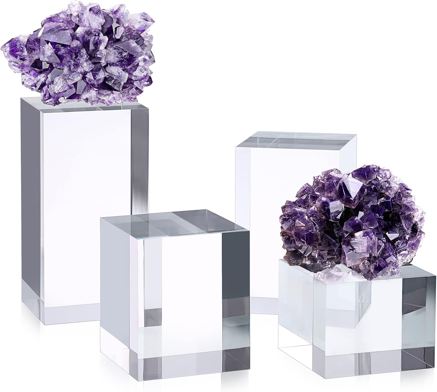Acrylic Display Risers Stand Square Action Figures Collection / Square,4-pack / Clear / Set of 4