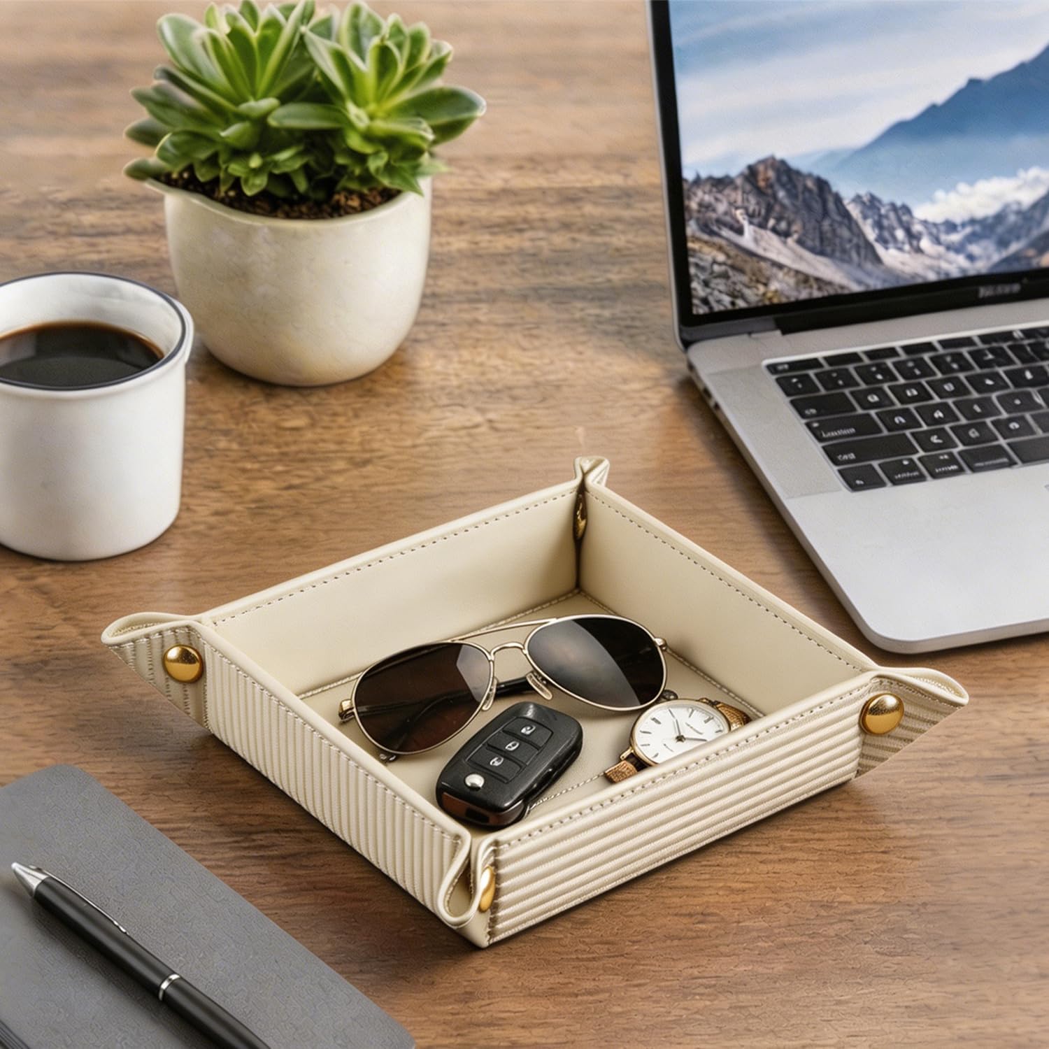 Light Valet Tray for Men / Apricot Rome
