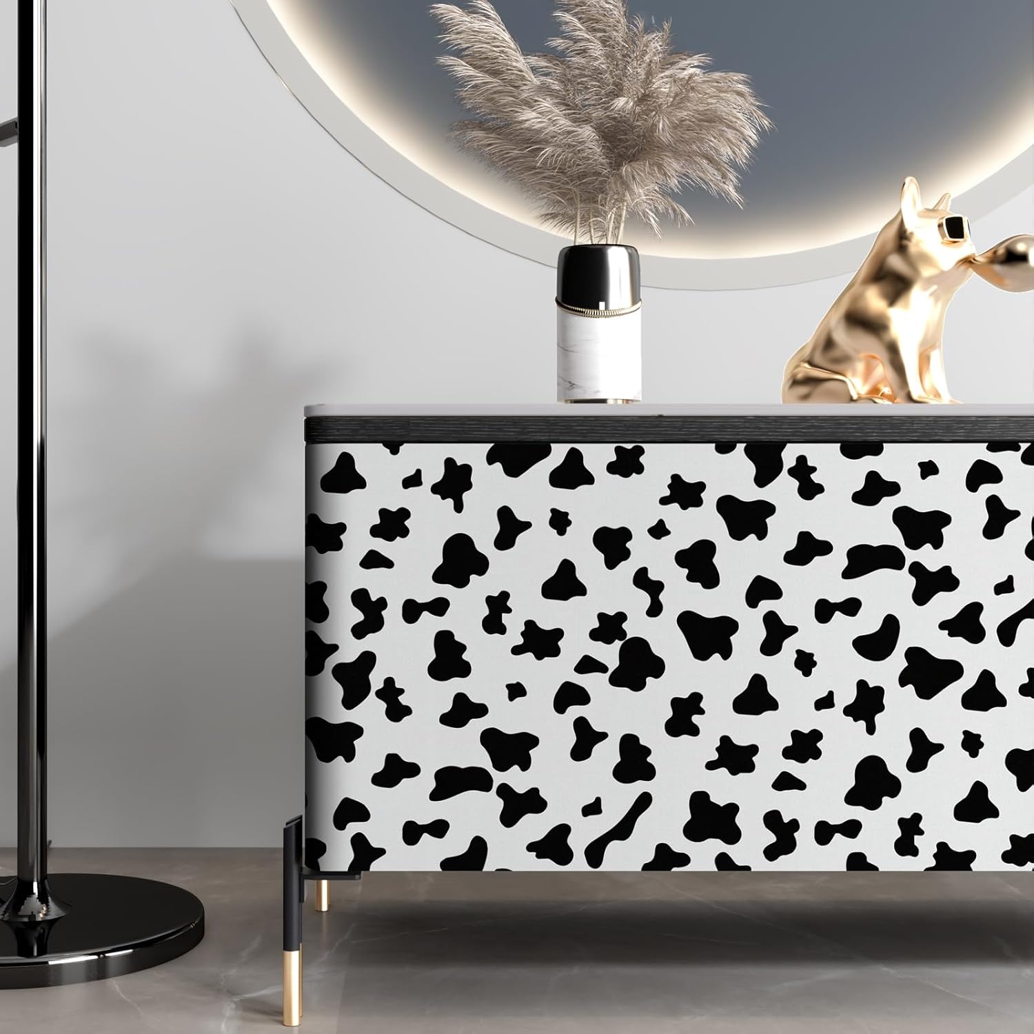 Black and White Spots Contact Paper Printed Peel and Stick / Black/white Cow / Cow / 17.3 x 480