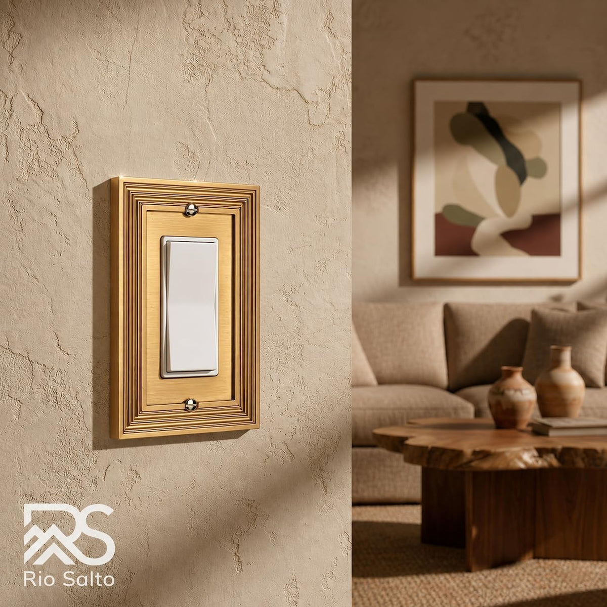 Rio Salto Gold Light Switch Cover Plate Rocker Switch Plate Decorator GFCI Metal Outlet Covers Light Switch Plate Wall