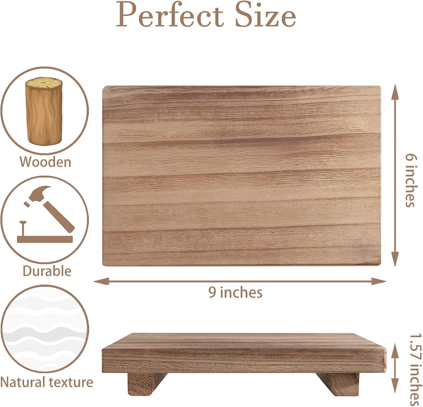 Small Wood Tray Pedestal Stand Farmhouse Bathroom Decor Decorative Wooden / Brown / 9 x 5.9 x 1.6