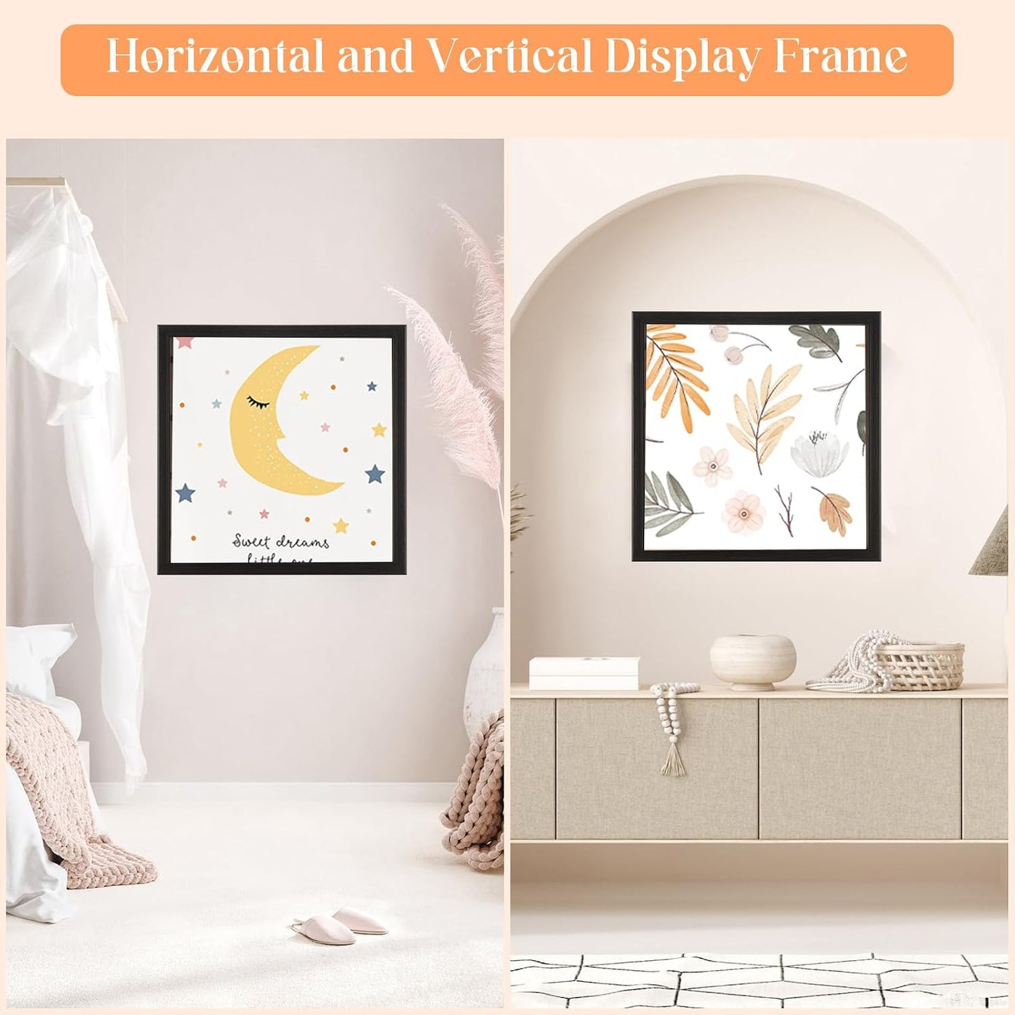 18x18 Wood Frame Black, Rustic Natural Wooden 18x18in Poster Picture Frame, Distressed 18 x 18inch Woodgrain Gallery