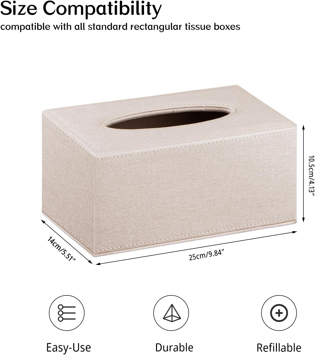 Stylish Tissues Box Holder Modern Rectangular Facial Paper Towels / Beige