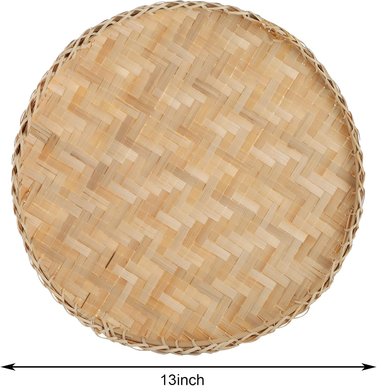 Round Flat Wicker Baskets / 13 Inch / Set of 3