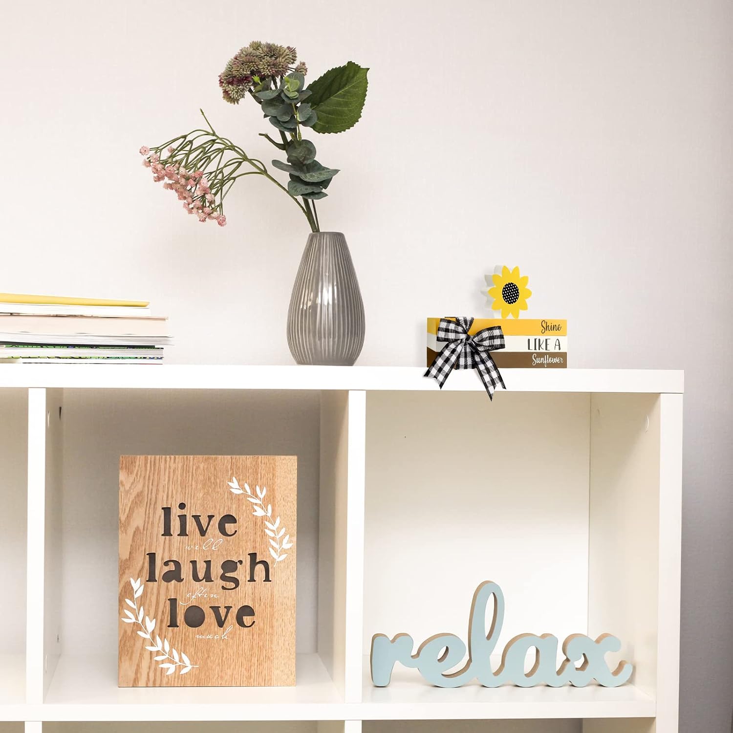 Ribbon Truck Wood Book Stack Table / Sunflower / Red