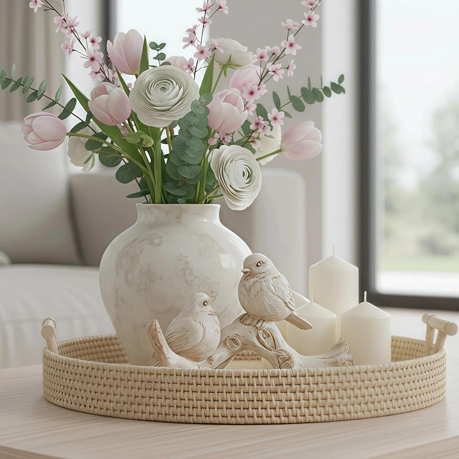 Bird Figurines Home Decor / Cream Bird Decor