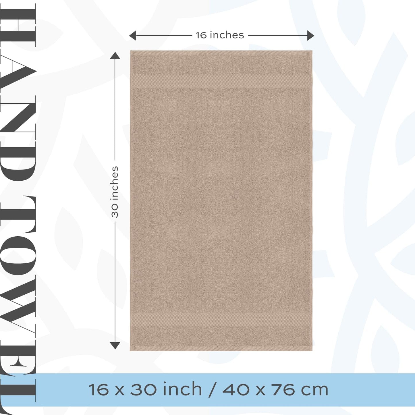 White Classic Luxury Taupe Hand Towels - Soft 100% Turkish Cotton | Highly Absorbent Hotel spa Bathroom Towel