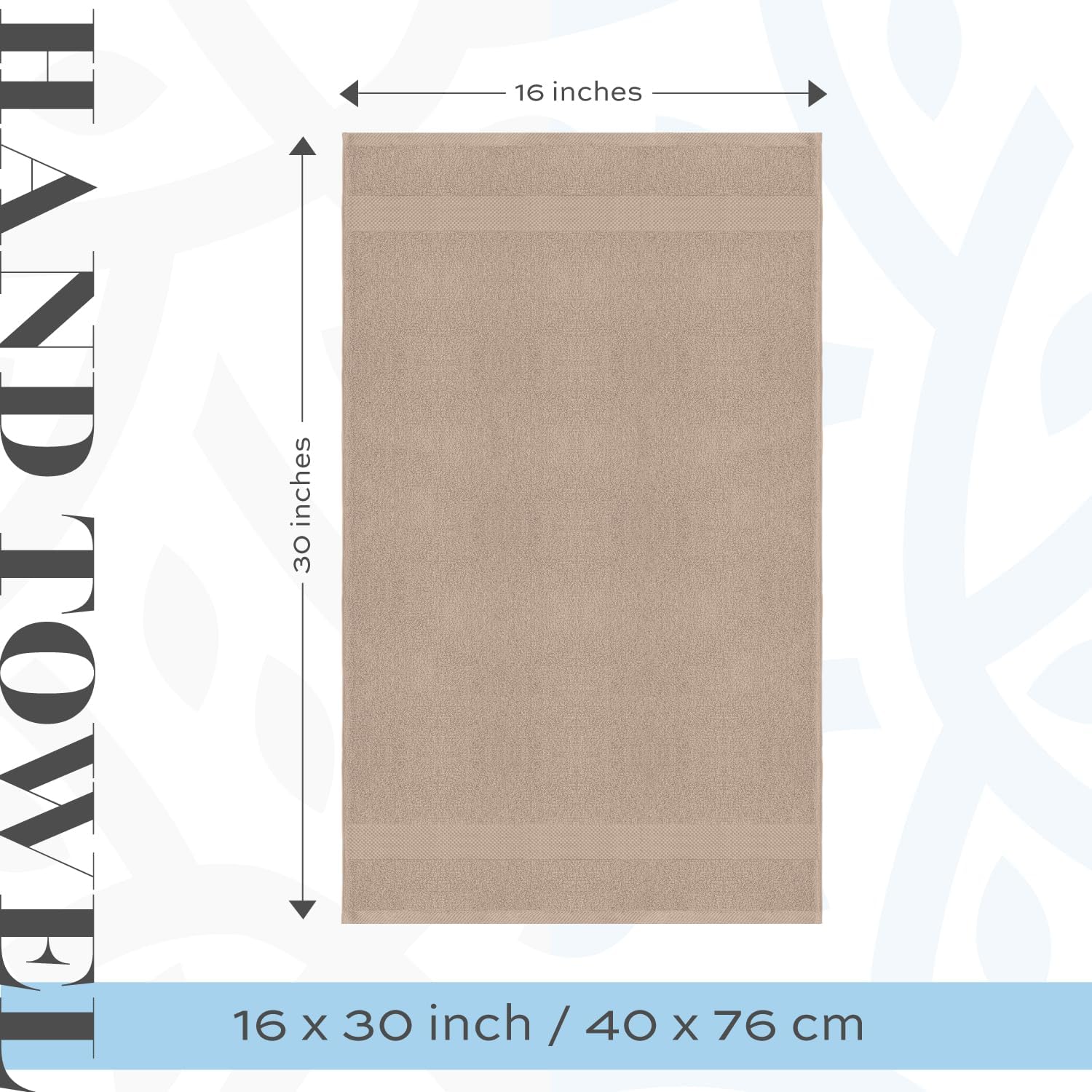 White Classic Luxury Taupe Hand Towels - Soft 100% Turkish Cotton | Highly Absorbent Hotel spa Bathroom Towel