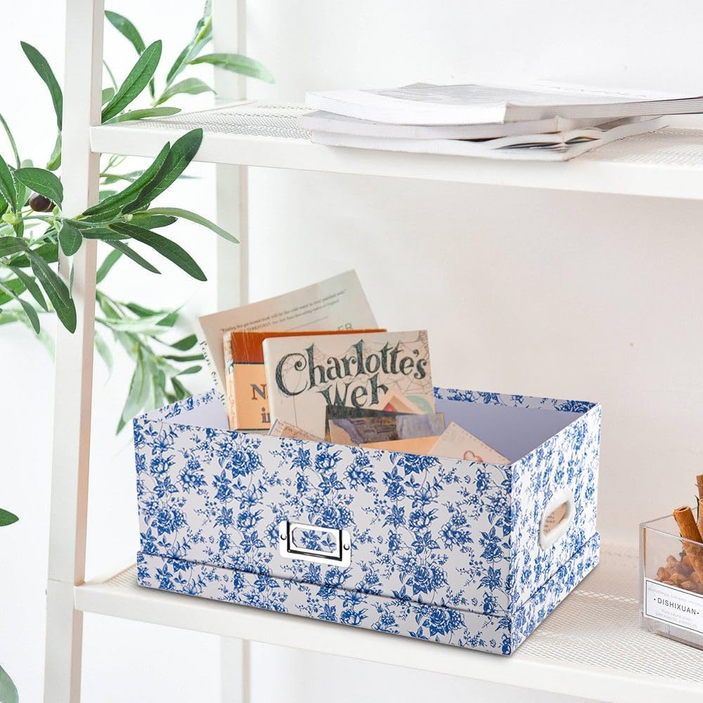 Porcelain-Style Storage Boxes / Blue and White / Set of 2