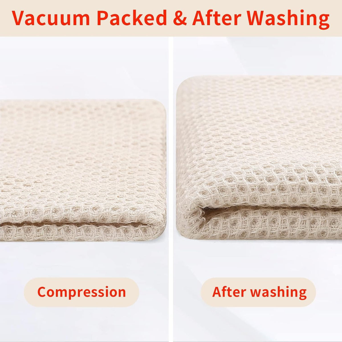 Homaxy 100% Cotton Oversized Waffle Weave Kitchen Towels 8-Pack, Beige | 20 x 28 Inches, Ultra Soft Absorbent Dish