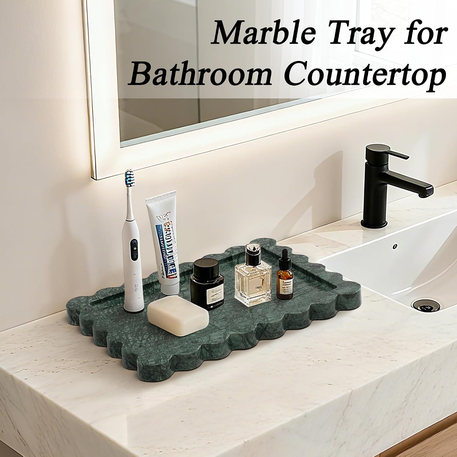 Scalloped Vanity Decorative Tray / Green