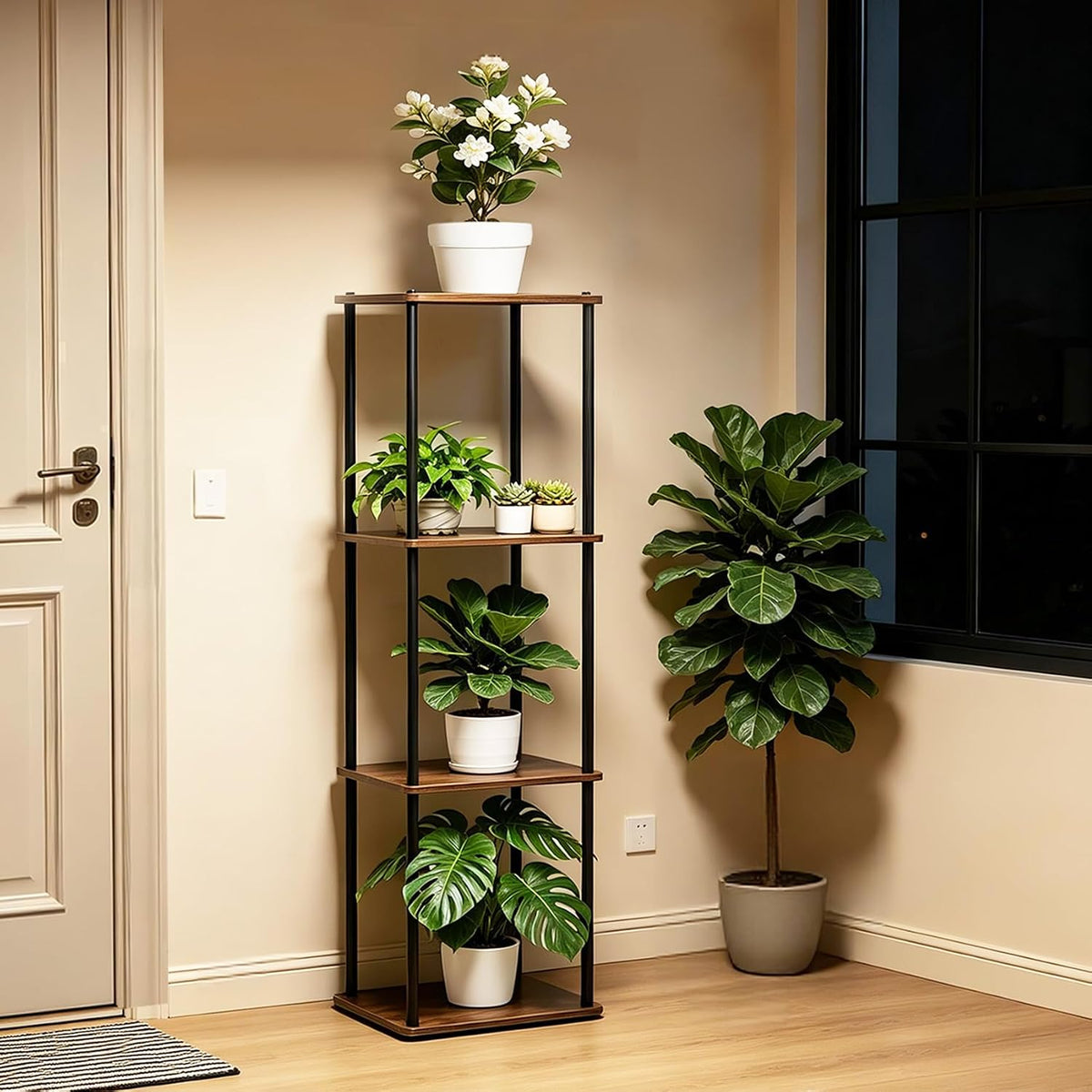 Vigordream Plant Stand Indoor Tier Metal Wood Plant Shelf for Muti Pots | Tall Pedestal Stand Flower Holder Planter