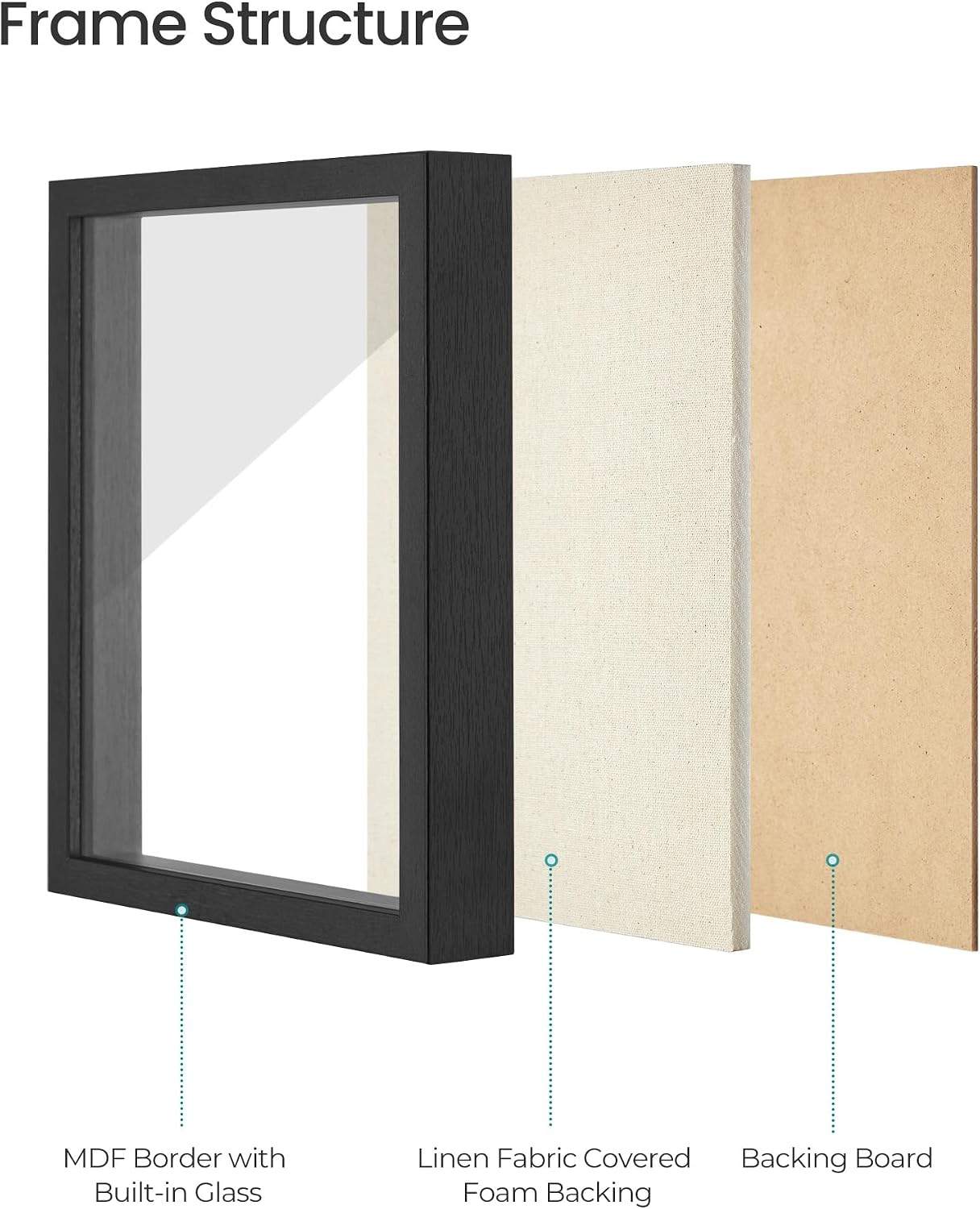 SONGMICS 11x14 Shadow Box Frame, with Top Slot and Glass Front | Picture Frame Display Case, Linen Fabric Backing, Push