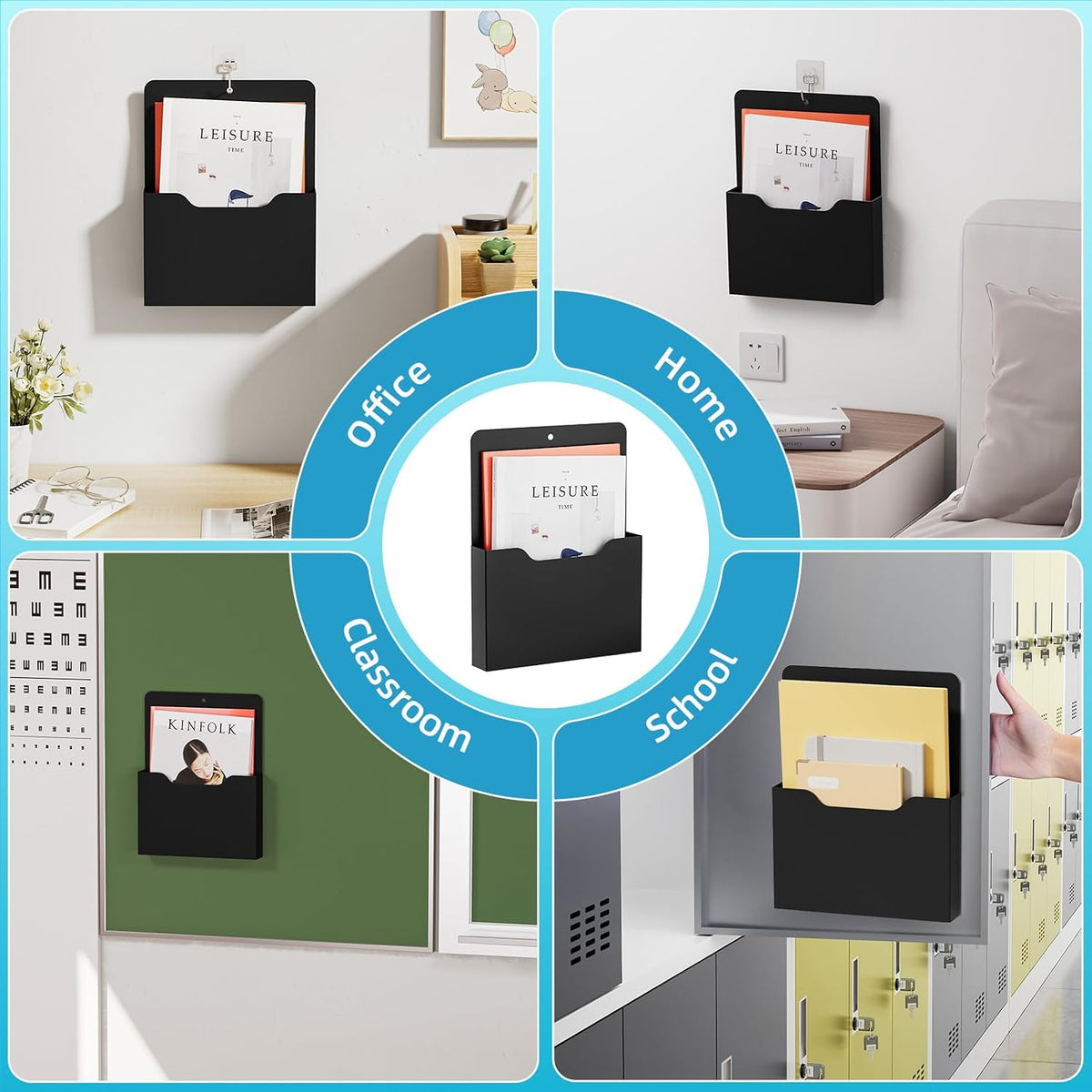 Marbrasse Magnetic File Holder - Magnetic Paper Holder, Pocket Organizer Office Supplies Storage Mail Organizer for