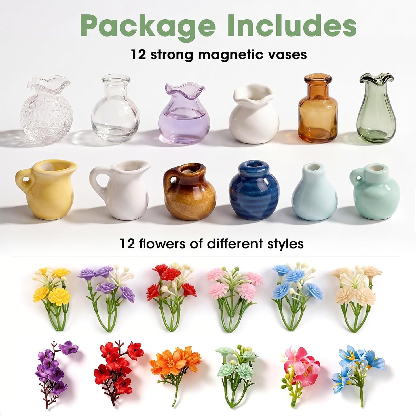 Funny Small Ceramic Vase Magnetics / Set of 12