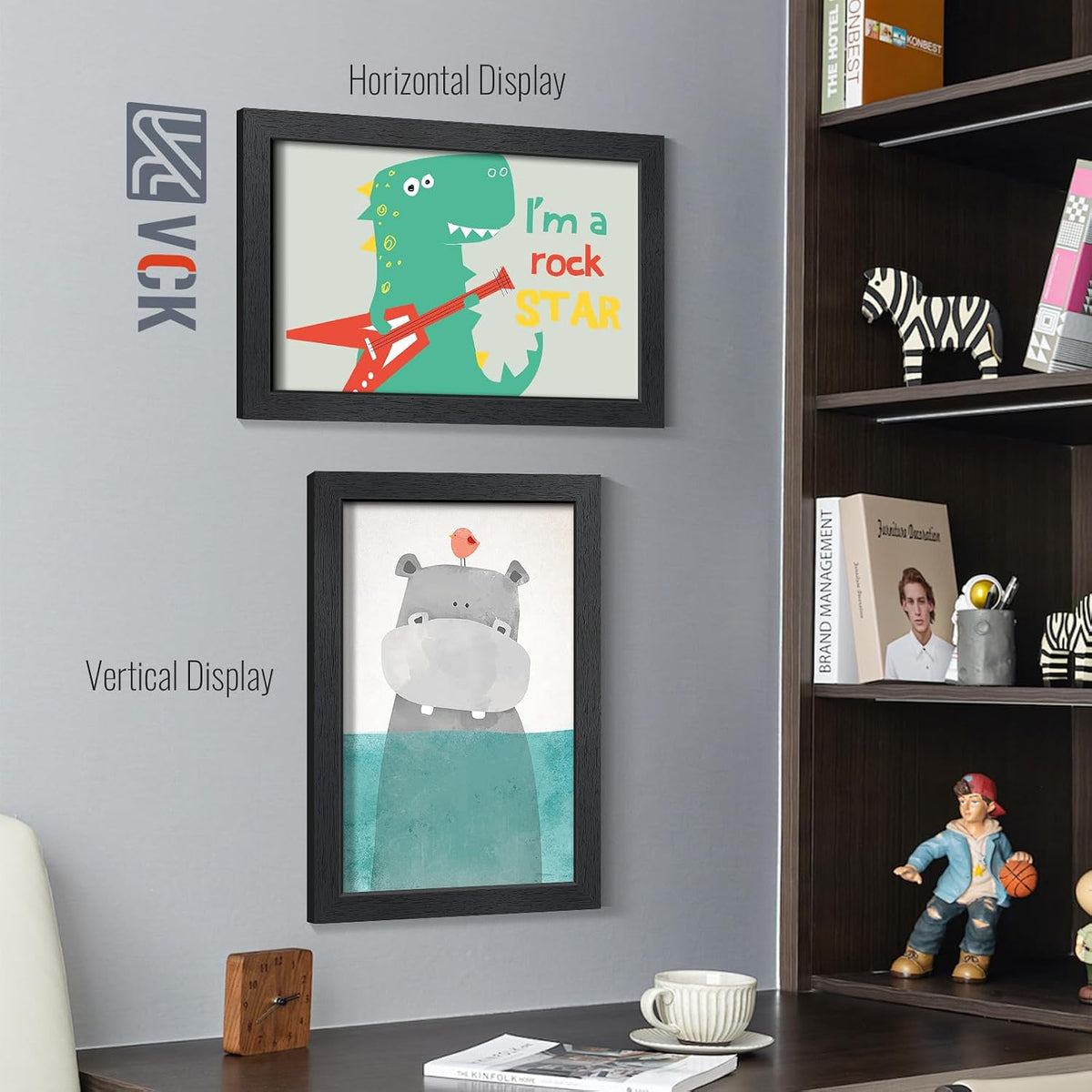 VCK 11x17 Picture Frames - Black, Wide Border Solid Wood Frame, Display Posters in Horizontal and Vertical, for Home