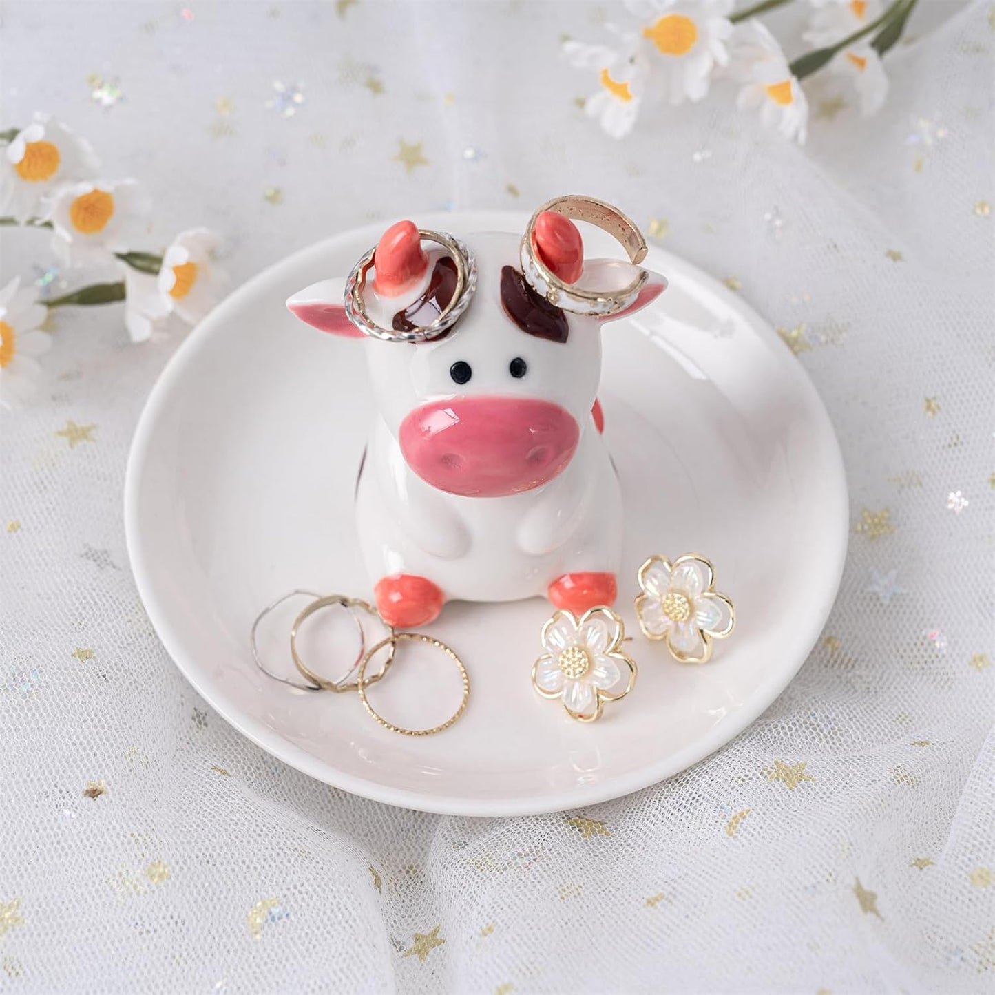 Ring Holder Jewelry Dish / Cow