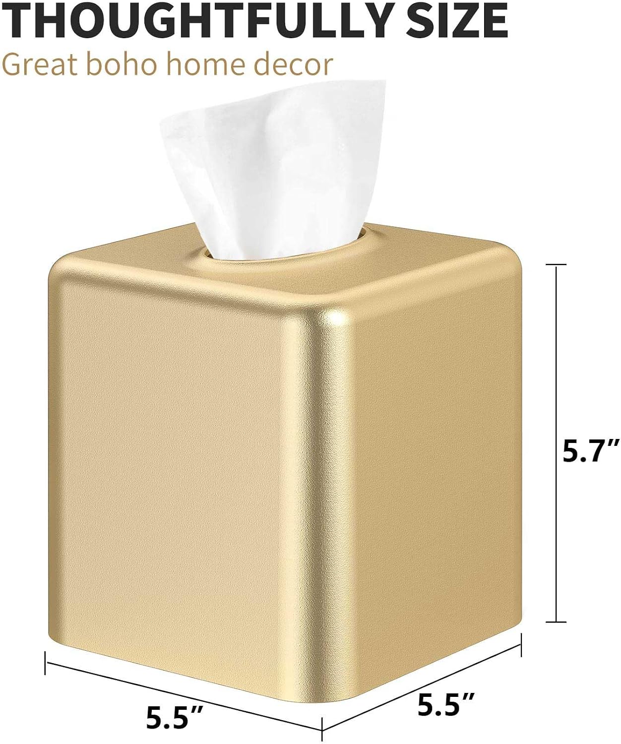 Square Metal Tissue Box Holder Modern Decor Facial Napkin Holder Tissue Box Dispenser / Gold