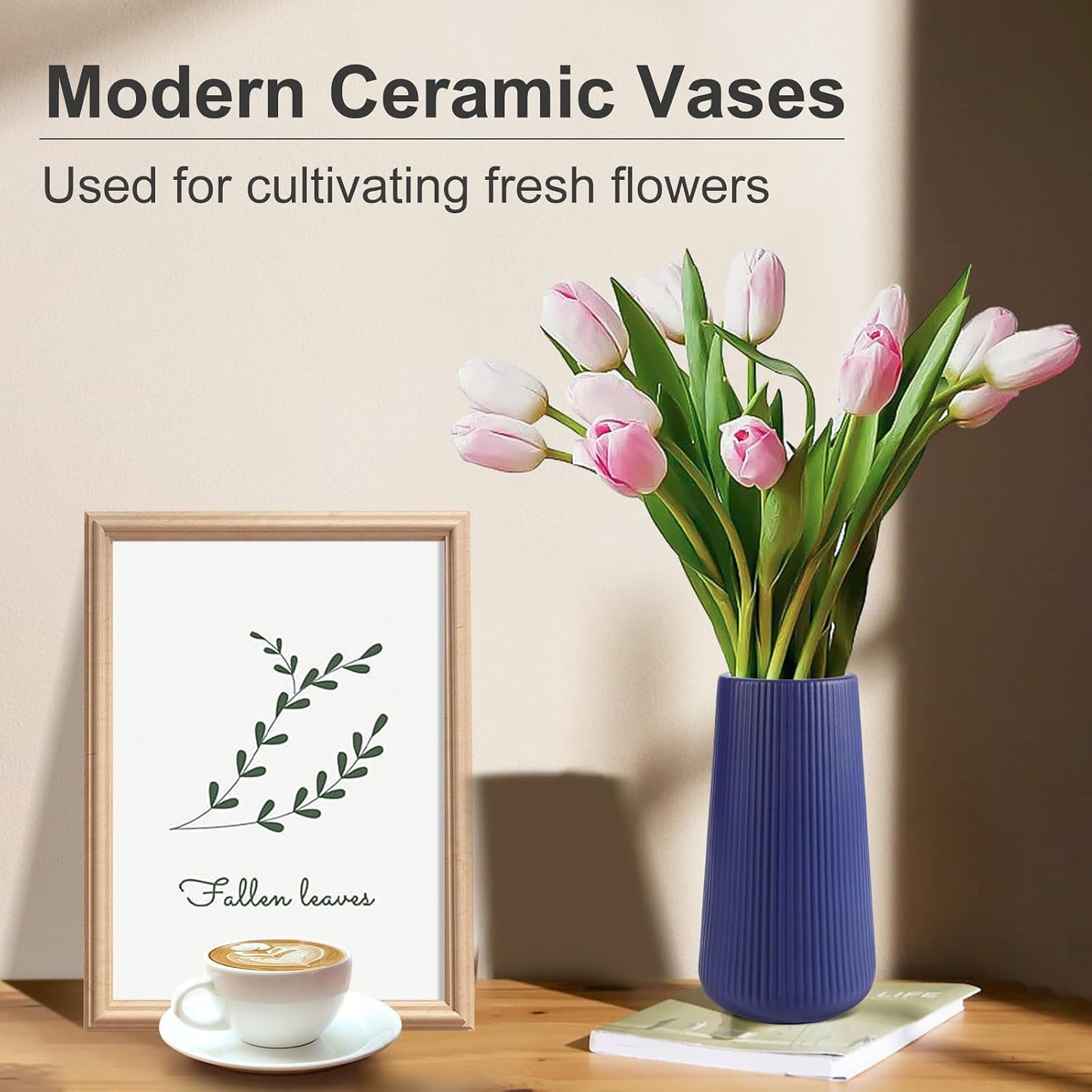 Ceramic Vase / Small Flower Vase for Pampas Grass / Navy Blue