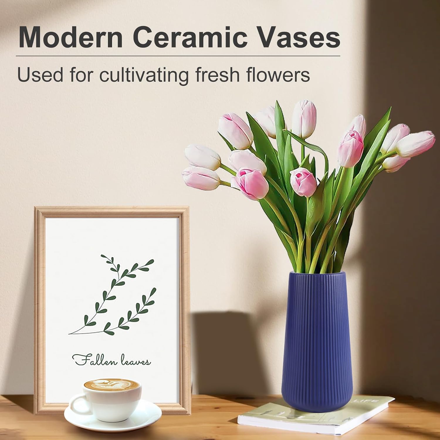 Ceramic Vase / Small Flower Vase for Pampas Grass / Navy Blue