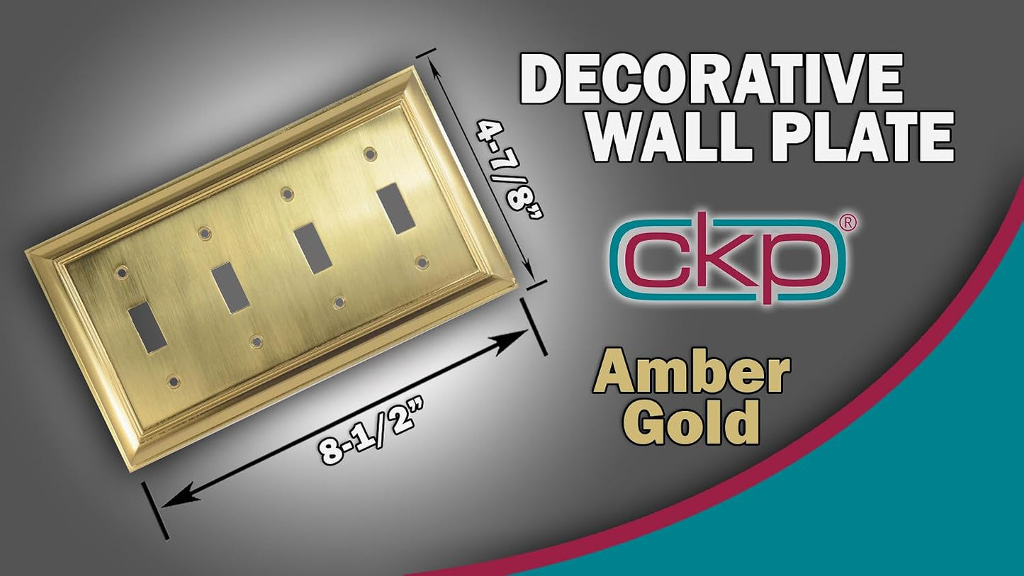 Cool Knobs and Pulls (CKP) Impressions Collection, 31200 Decorative Quad Toggle Wall Plate/Outlet Cover, Long Lasting