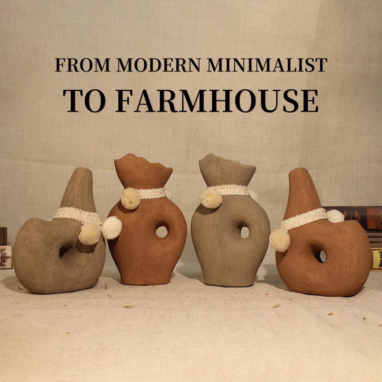 Modern Ceramic Flower Vase / Terracotta / Set of 2