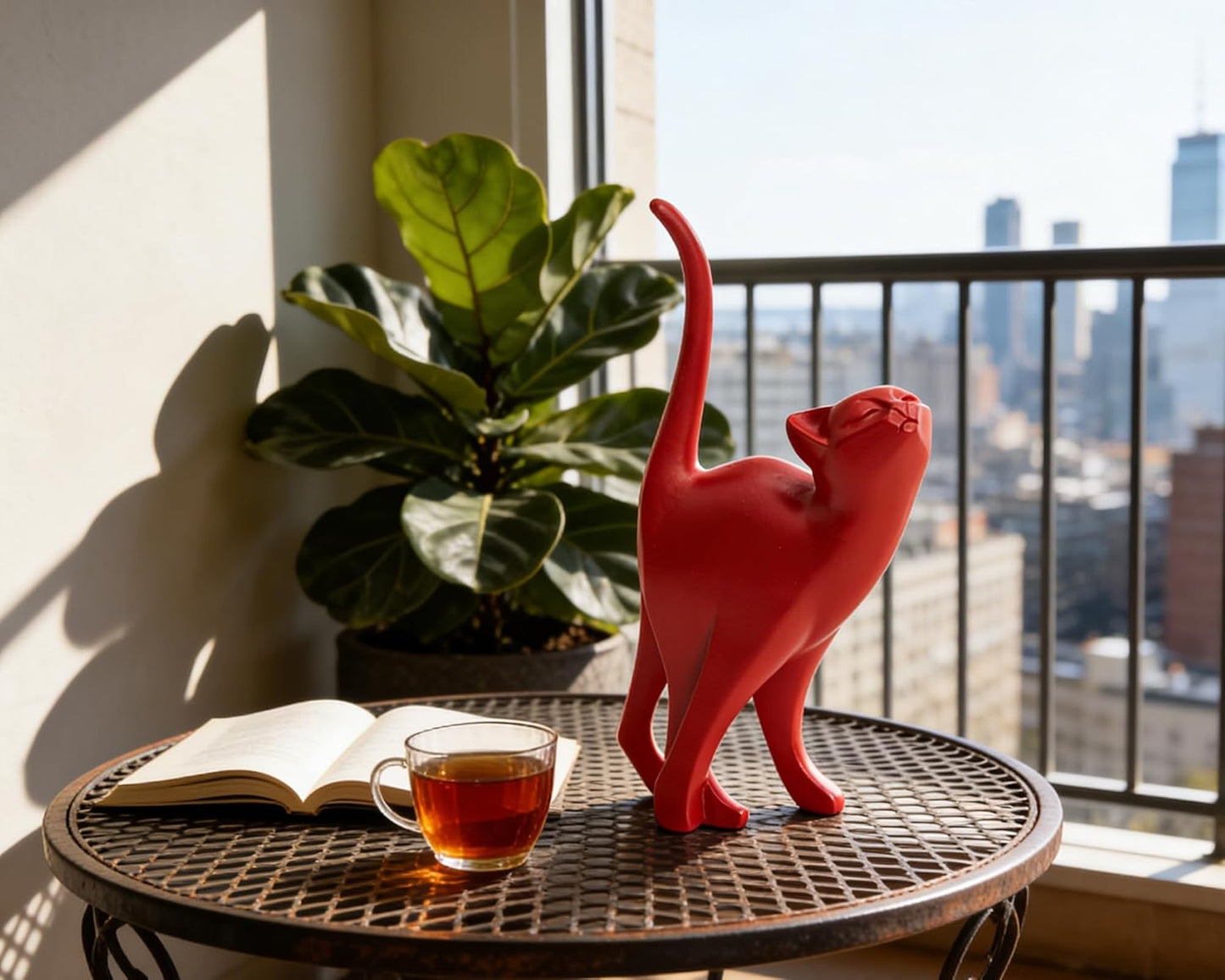 Proud Cat Statue / Red / 7 Inch