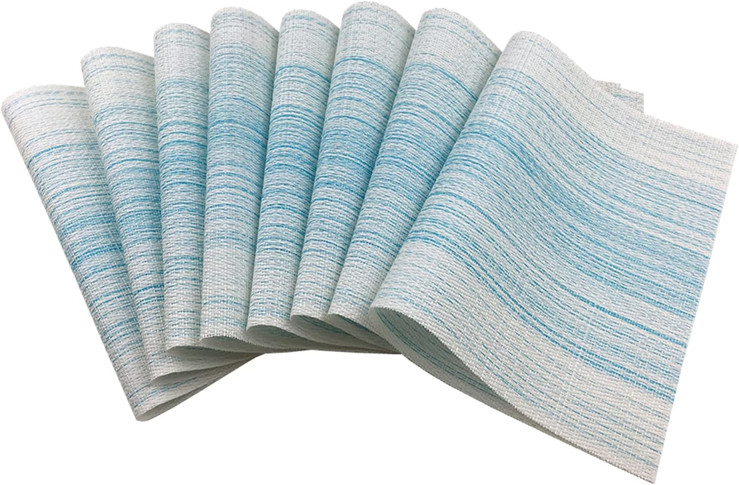 WAZAIGUR Placemats Set of 8, Woven Vinyl Table Placemats, Blue with White | Placemat, Blending Color Durable Washable
