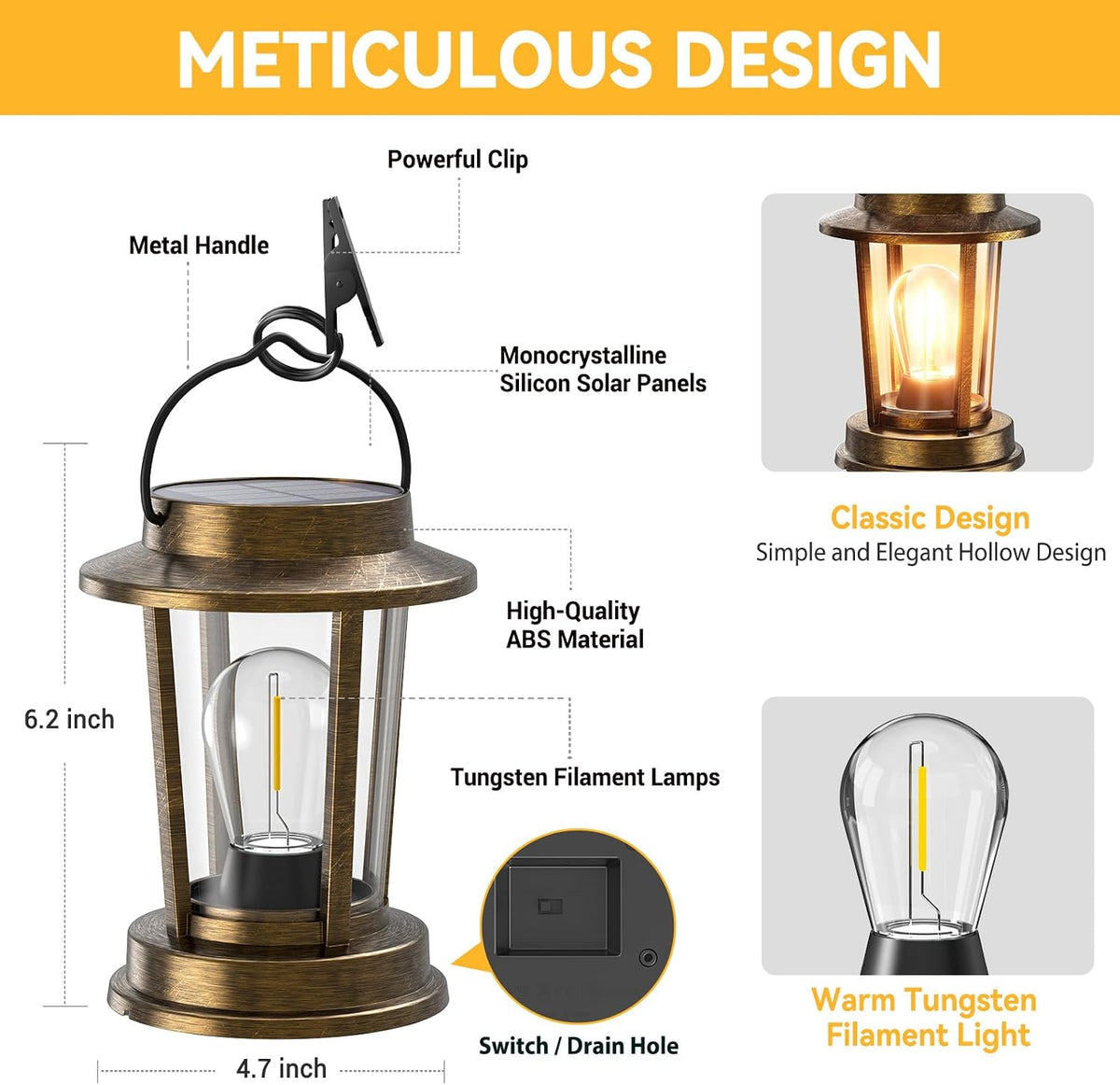 Solar Lanterns Outdoor Waterproof 2 Pack , Upgraded Solar Lights Outdoor, Bright Solar Powered Lanterns Decorative