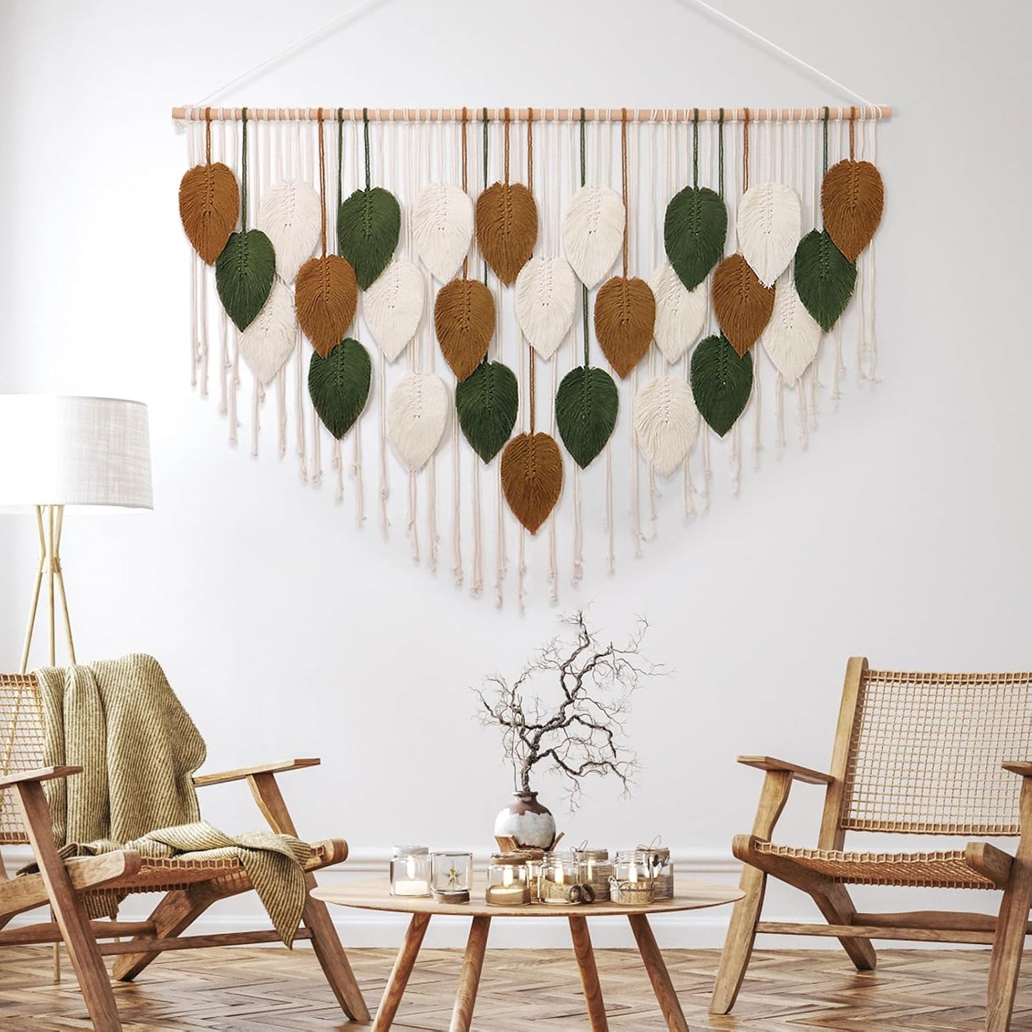 Large Macrame Wall Hanging Boho Woven Tapestry / 51.5"W x 33.5"L