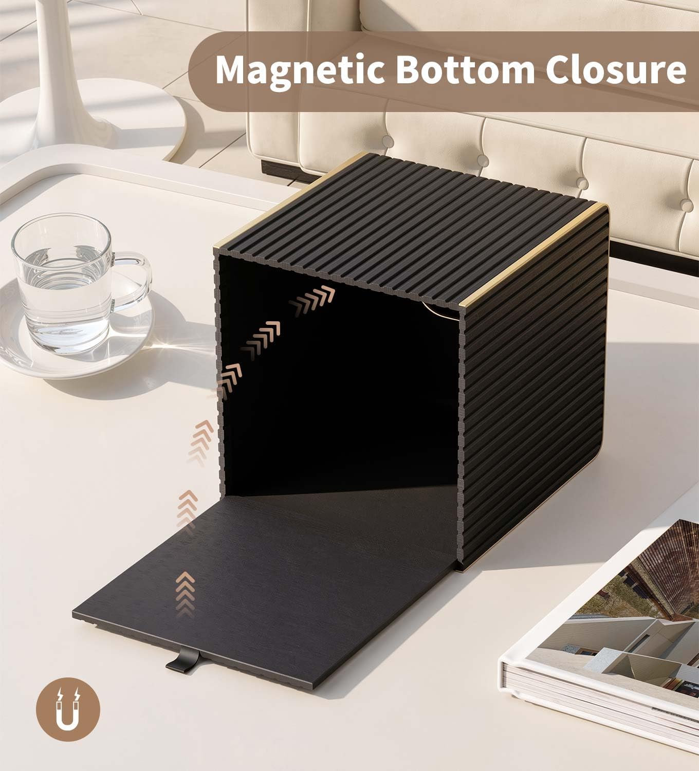 Tissue Box Cover Square / Blacks / Gold