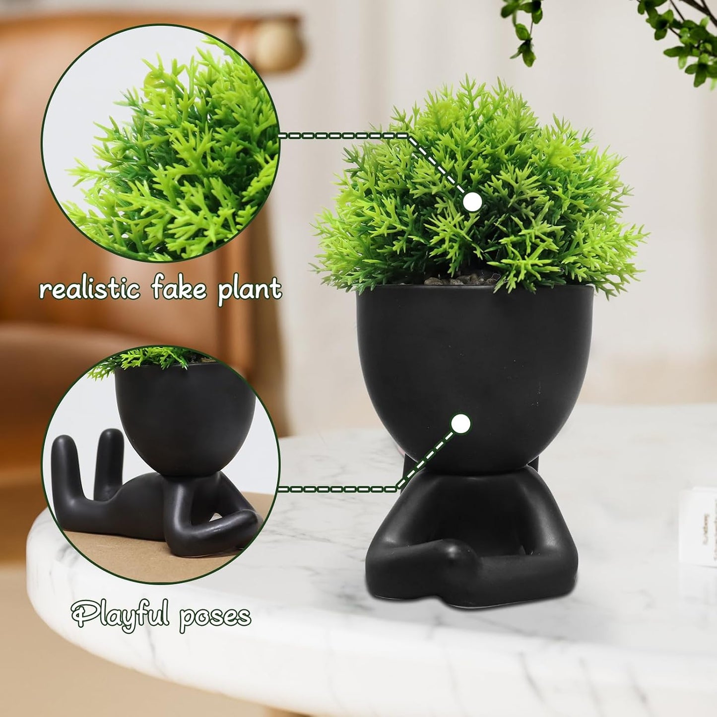 Artificial Mini Succulent Decorative Plants / Black-h