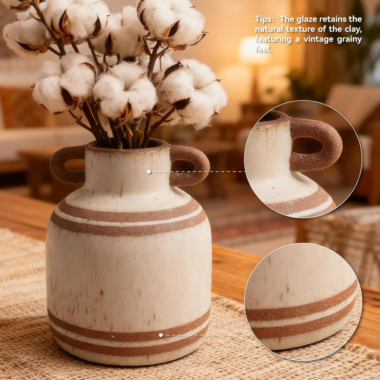 Ceramic Rustic Farmhouse Vase / 5.9 Inch-2 / 5.9 Inch