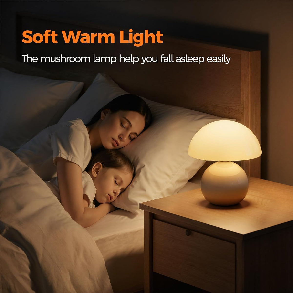 Wireless Mushroom Lamp,Table Lamp for Bedroom, Portables Cordless Lamps,Wireless lamp,Small Bedside Table Touch Lamps