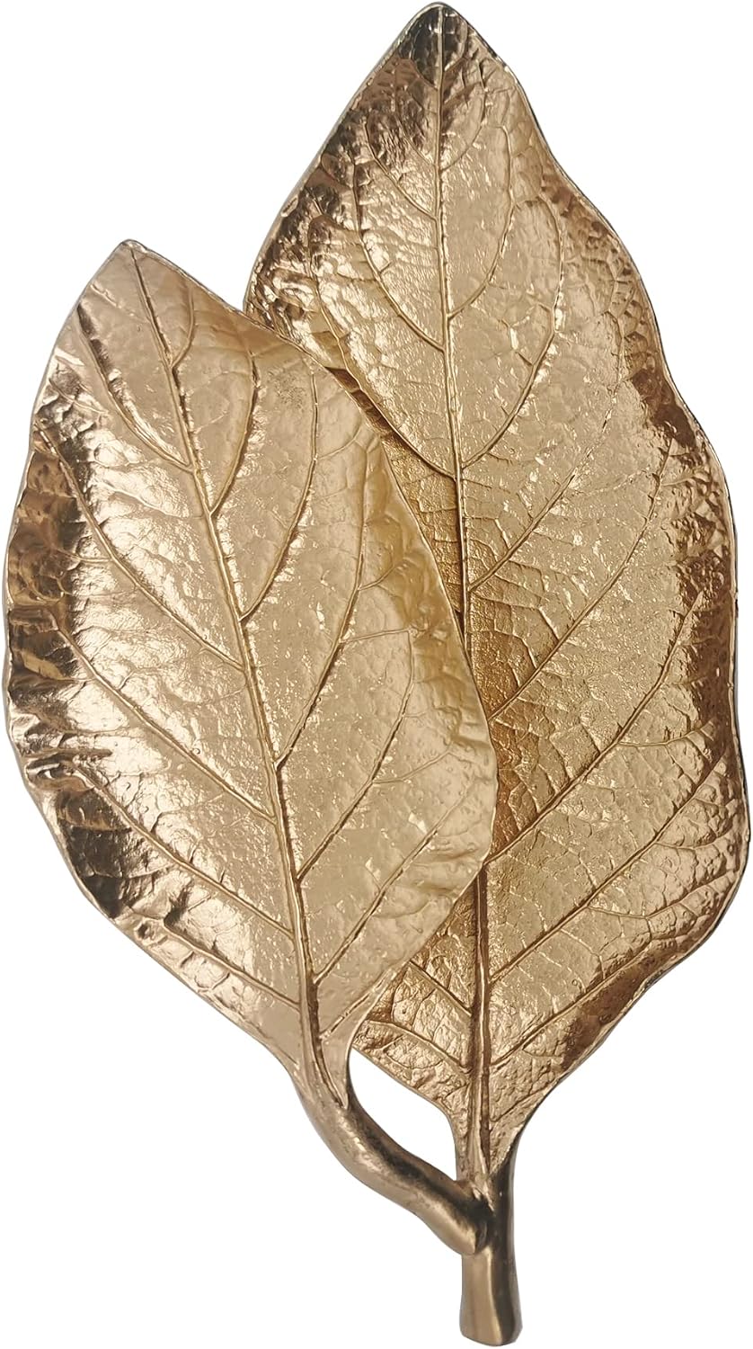Metal Trinket Dish Leaf Shaped Ring Holder Jewelry Organizer Vanity Dish Tray / Double Mango Leaves