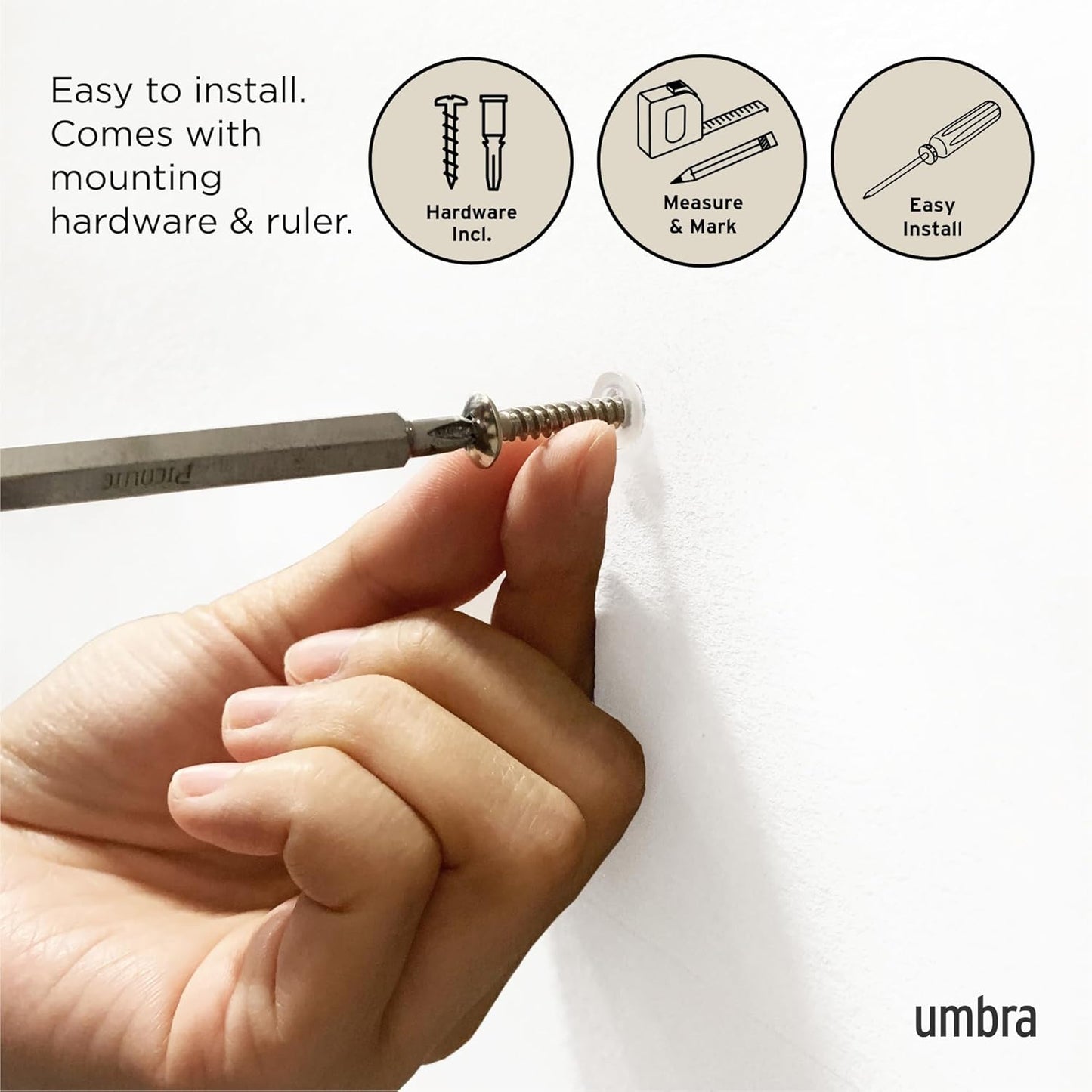 Umbra Flip Coat Rack, Wall Mount Retractable Hooks, 3-Hook, Natural/Nickel | Real wood and steel build, folds flat when