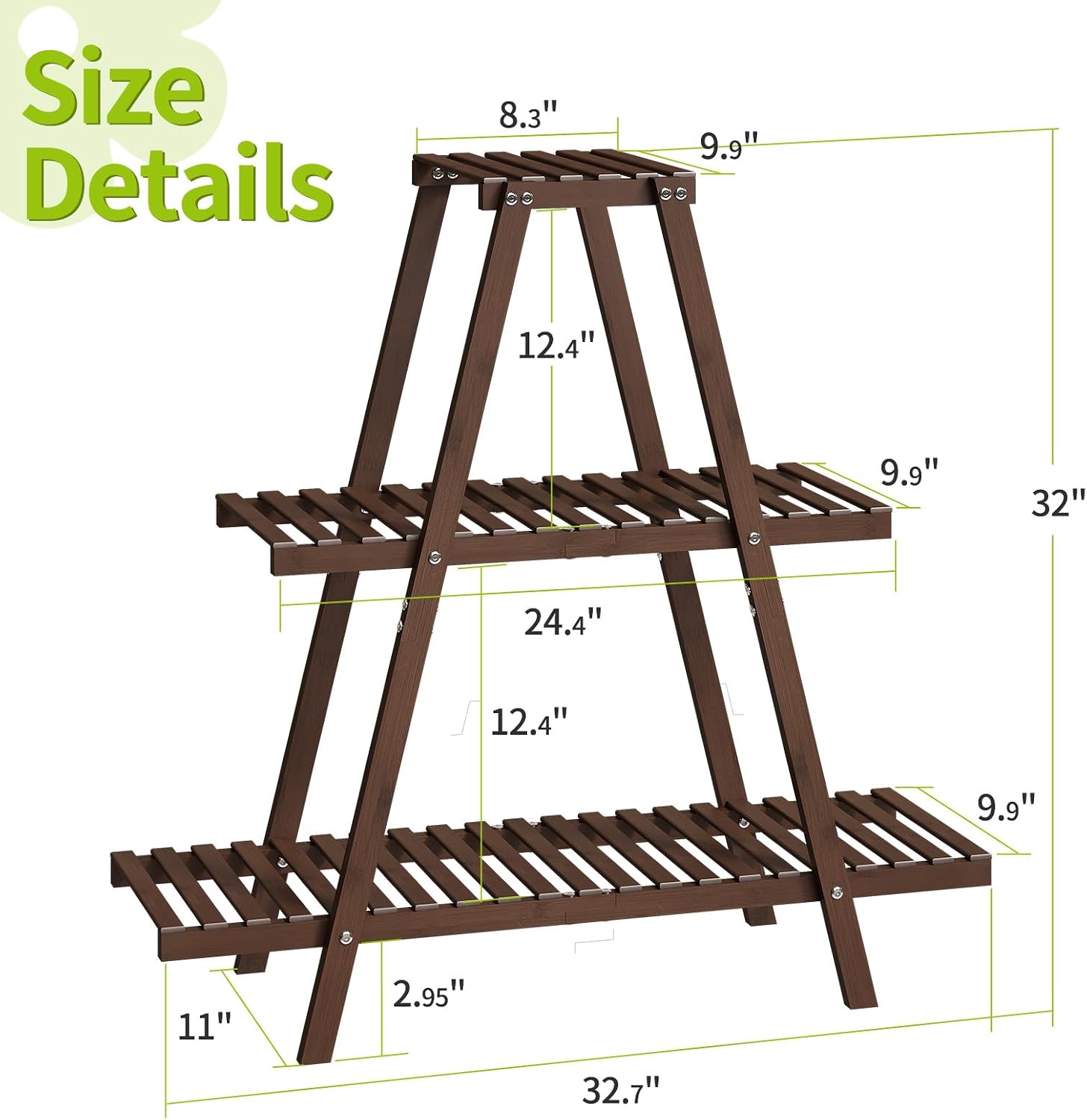 BMOSU Plant Stand Bamboo for Indoor Outdoor Tiered Plant Shelf 8 Potted Flower Holder Ladder Rack Garden Balcony Living
