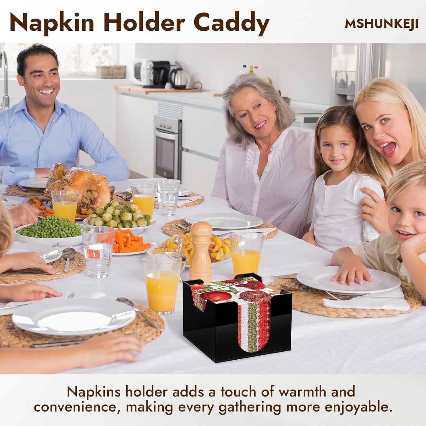 Acrylic Cocktail Napkin Holder Deep for Napkin Bar Napkin Holder Caddy Square Paper / Black / 5 x 5