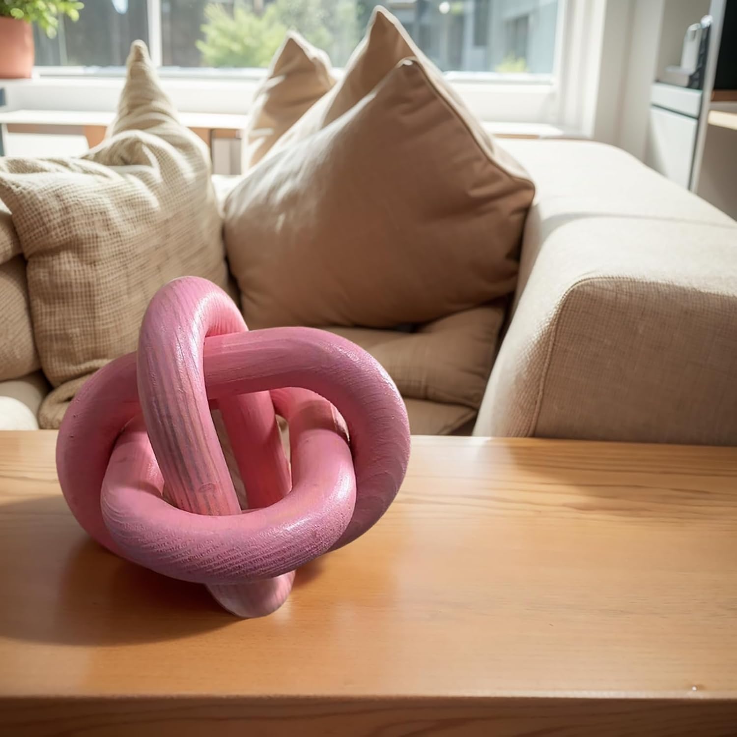 Wood Knot Chain Link Decor / Pink
